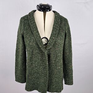 Charter Club Cardigan Women's 0X Green Button Closure V-Neck Lay Flat Collar